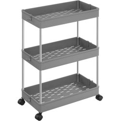 Rullevogn - gr� opbevaringsvogn med 3 hylder 40 x 22 x 60