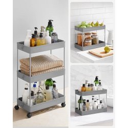 Rullevogn - gr� opbevaringsvogn med 3 hylder 40 x 22 x 60