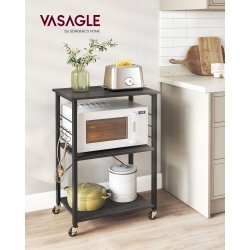 Rullebord med 3 hylder - k�kkenvogn - sort 60x40x89