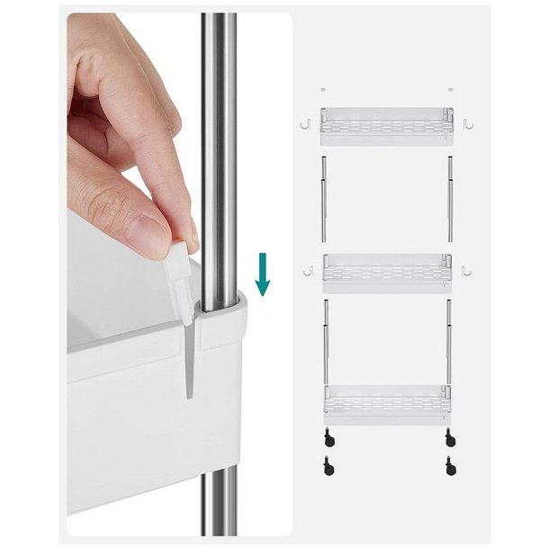 Rullevogn - hvid opbevaringsvogn med 3 hylder 40 x 22 x 60