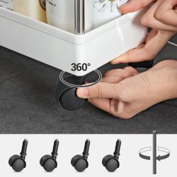 Rullevogn - smal opbevaringsvogn med 3 hylder 40 x 13 x 60