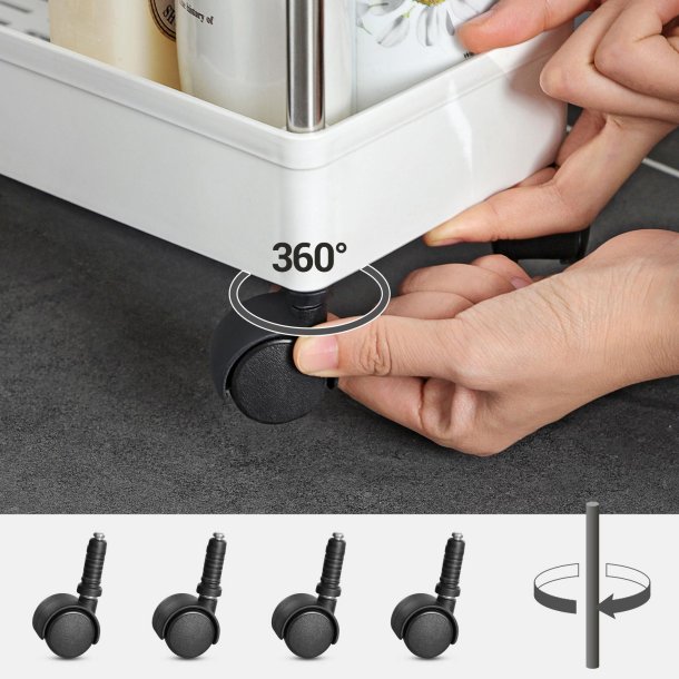 Rullevogn - smal opbevaringsvogn med 3 hylder 40 x 13 x 60