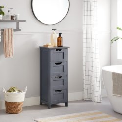Kommode med 4 skuffer - gr� badev�relsesskab 82 x 30 x 30 cm
