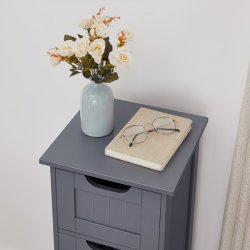 Kommode med 4 skuffer - gr� badev�relsesskab 82 x 30 x 30 cm