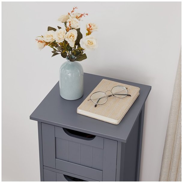 Kommode med 4 skuffer - gr� badev�relsesskab 82 x 30 x 30 cm