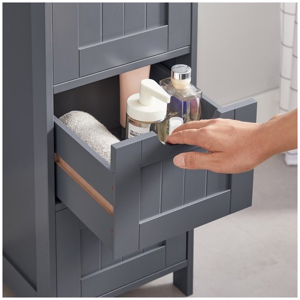 Kommode med 4 skuffer - gr� badev�relsesskab 82 x 30 x 30 cm