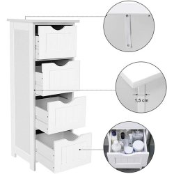 Kommode med 4 skuffer - hvid badev�relsesskab 82 x 30 x 30 cm