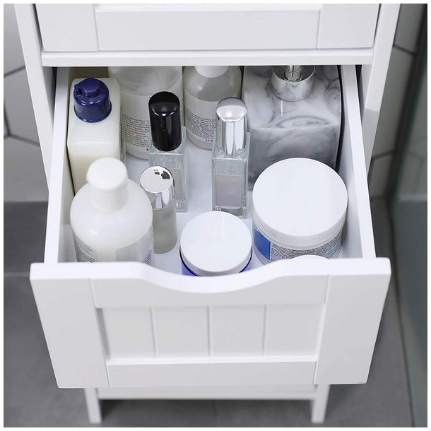 Kommode med 4 skuffer - hvid badev�relsesskab 82 x 30 x 30 cm