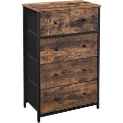 Kommode med 5 stofskuffer i industrielt design - rustik brun