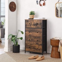 Kommode med 5 stofskuffer i industrielt design - rustik brun
