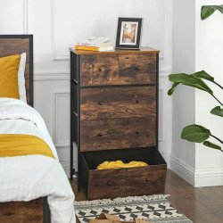 Kommode med 5 stofskuffer i industrielt design - rustik brun