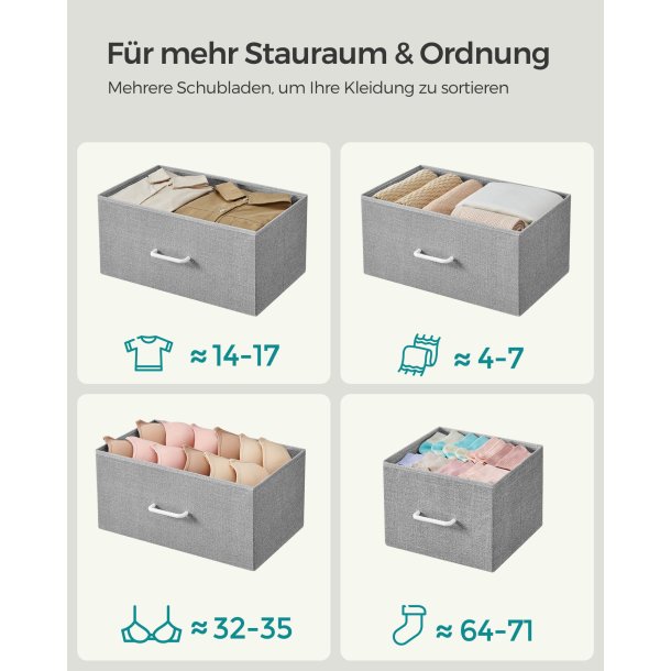 Kommode med 7 skuffer - hvid og gr� - 98 x 28,5 x 85