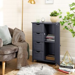 Kommode med skab og 4 skuffer - gr� 81 x 55 x 30 cm