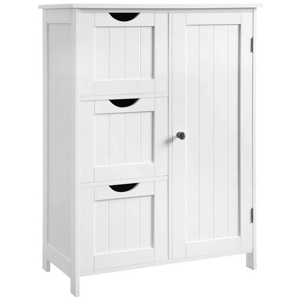 Kommode med skab og 3 skuffer - hvid 60 x 30 x 81 cm