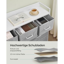 Kommode med 7 skuffer - hvid og gr� - 98 x 28,5 x 85