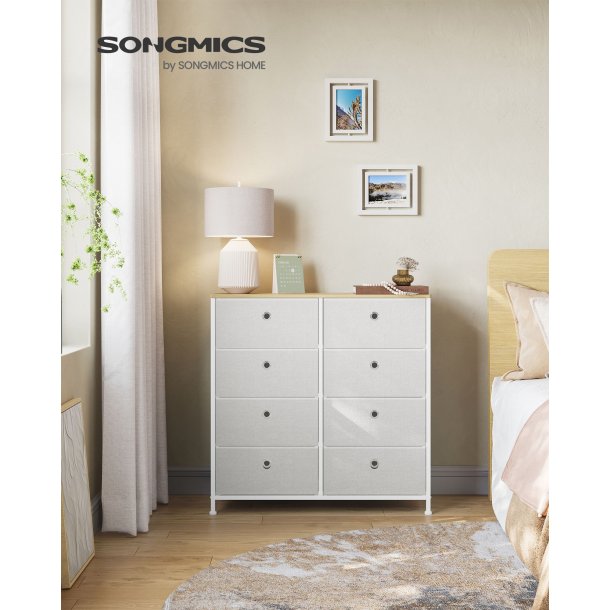 Kommode med 8 skuffer - hvid og brun - 80 x 30 x 81,5