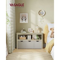 Lille kommode med hylder og kasse til opbevaring - beige 102x30x60