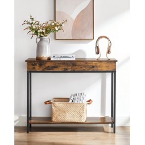 Konsolbord - sidebord i industrielt design - rustik brun 100x30x80