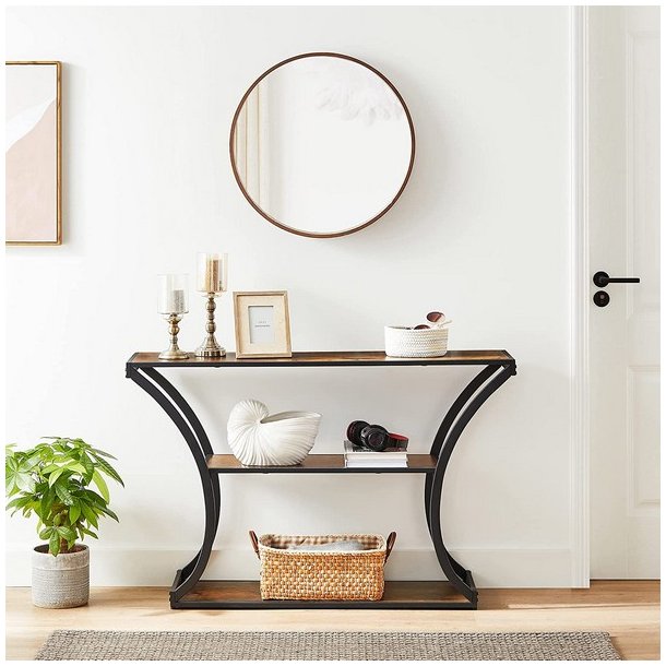 Konsolbord i industrielt design med buede ben - rustik brun