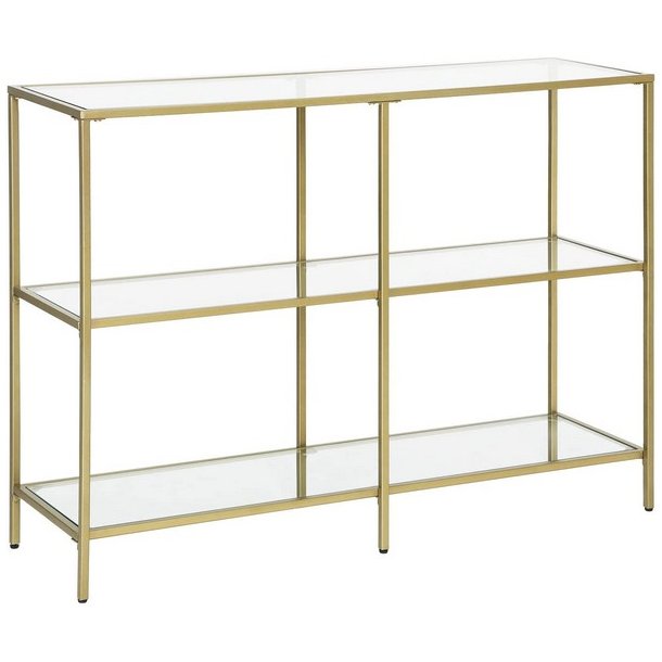 Sk�nk - konsolbord med h�rdet glas og gyldent stel 100x30x73