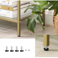 Sk�nk - konsolbord med h�rdet glas og gyldent stel 100x30x73