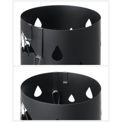 Paraplystativ med kroge og drypbakke - sort paraplyholder