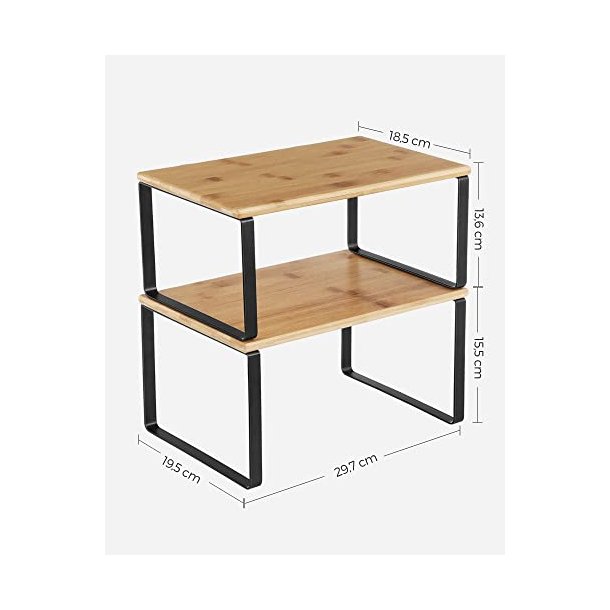 Hylder til bord - 2x2 stabelbare k�kkenhylder - bambus