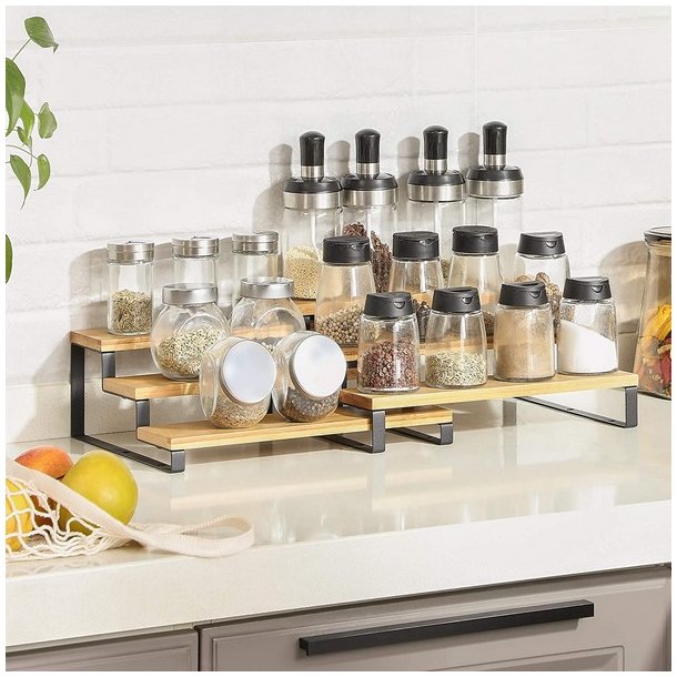 Krydderihylder - s�t med 2 stabelbare k�kkenhylder - bambus