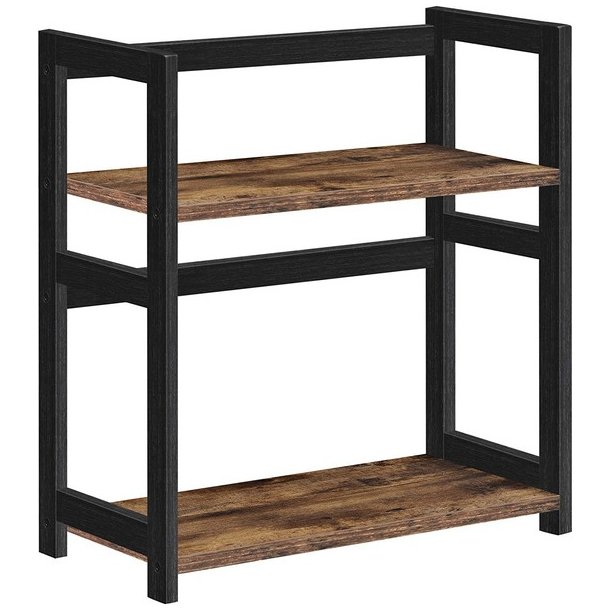 Krydderihylder - k�kkenhylder - sort med 2 rustik brune hylder