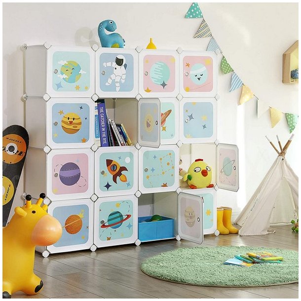 Opbevaringsskab - kubisk skab i plastik - plastikskab med 16 rum