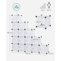 Opbevaringsskab - kubisk skab i plastik - plastikskab med 16 rum