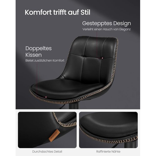 Barstole st af 2 - hje stole med rygln og fodsttte - sort