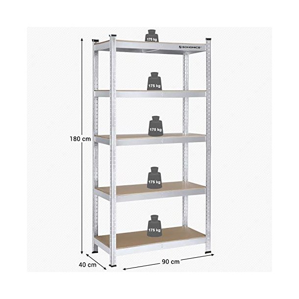 St�lreol - lagerreol - s�lv og brun reol 180 x 90 x 40