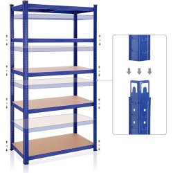 St�lreol med 5 hylder - lagerreol - bl� reol 200 x 100 x 50