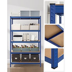 St�lreol med 5 hylder - lagerreol - bl� reol 200 x 120 x 60