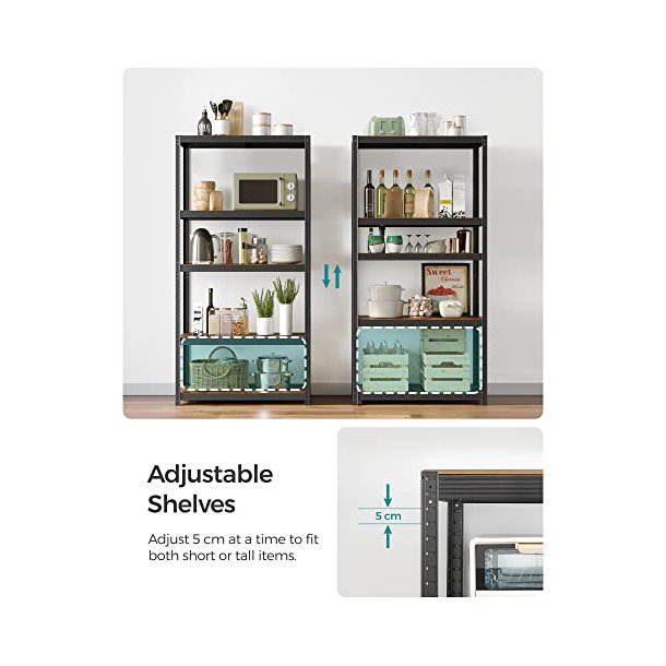 St�lreol med 5 hylder - lagerreol - sort reol 200 x 100 x 50