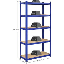 St�lreol - lagerreol - bl� og brun reol 180 x 90 x 40