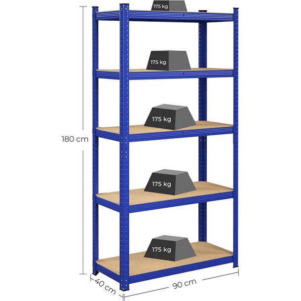 St�lreol - lagerreol - bl� og brun reol 180 x 90 x 40