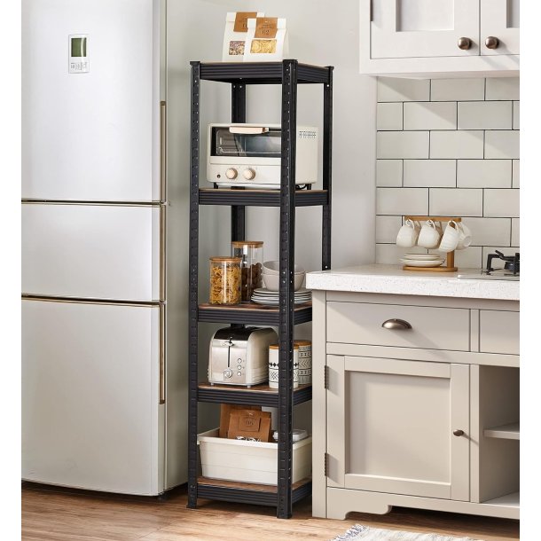 St�lreol - lagerreol - sort og rustik brun reol 150 x 37 x 37