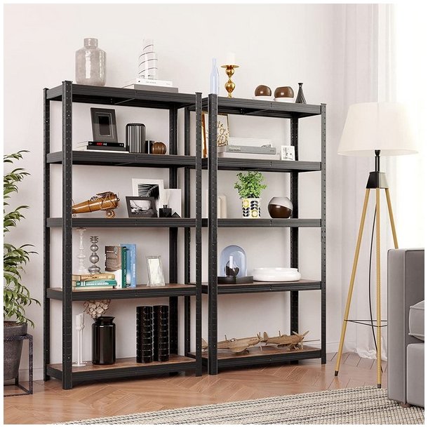 St�lreol - lagerreol - sort og rustik brun reol 150 x 75 x 30