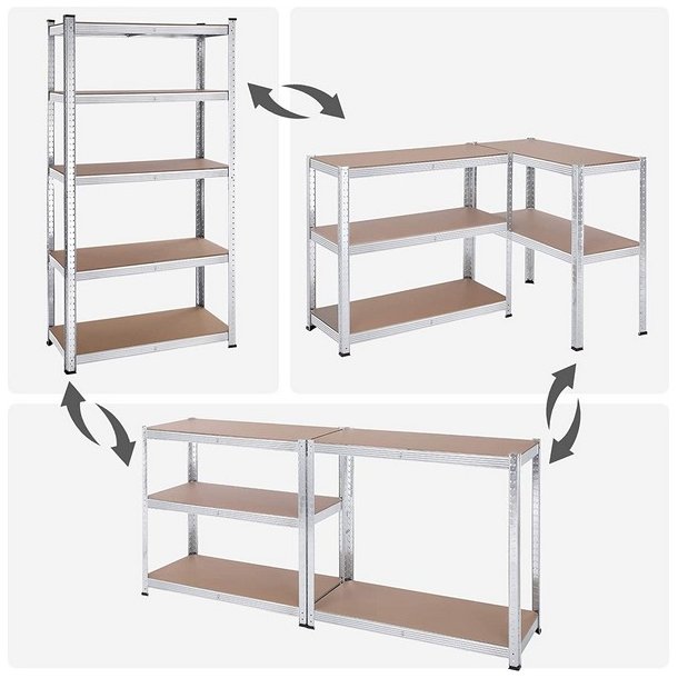 Stlreol - st med 2 lagerreoler - slv og brun 180 x 90 x 40