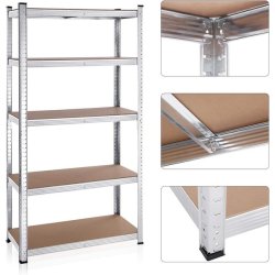 St�lreol - s�t med 2 lagerreoler - s�lv og brun 180 x 90 x 40