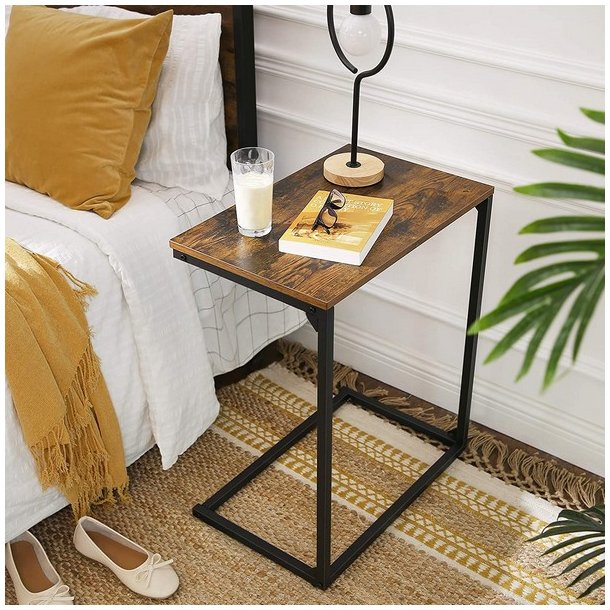 Sidebord i industrielt design til sofa eller seng - rustik brun