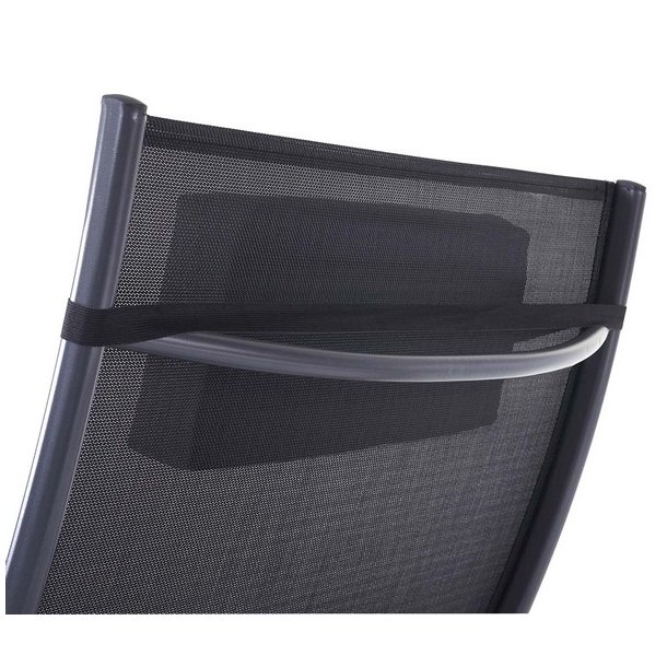 Polyrattan solseng - gr� polyrattan liggestol med sort stof