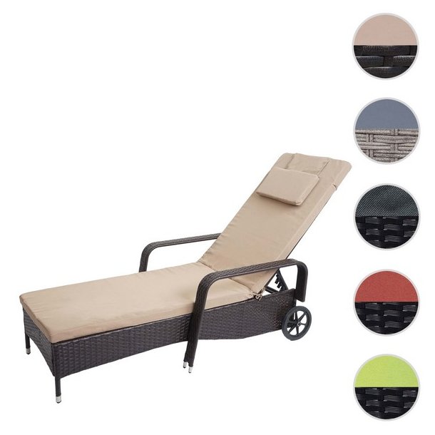 Polyrattan aluminium solseng - brun luksus solvogn og liggestol