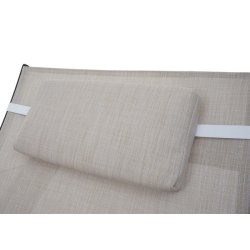 Polyrattan solseng - sort polyrattan liggestol med creme/hvid stof