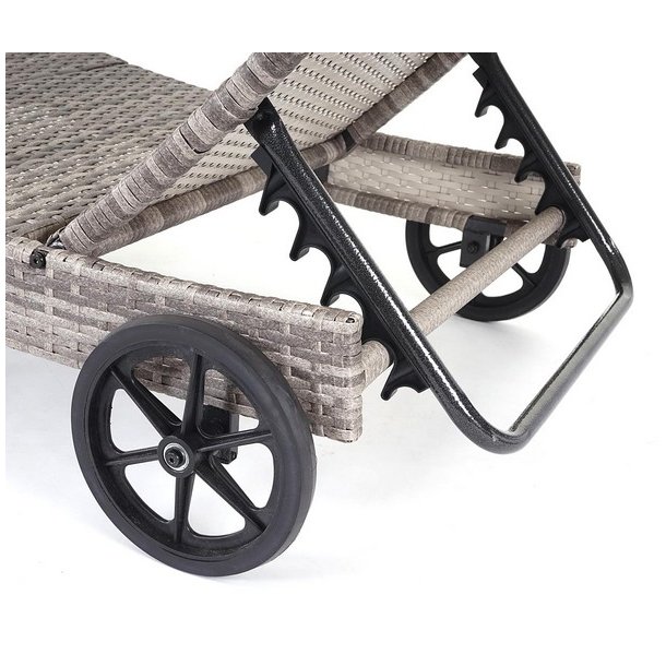 Polyrattan solseng - gr solvogn og liggestol med beige hynde