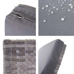 Polyrattan solseng - gr solvogn og liggestol med mrkegr hynde