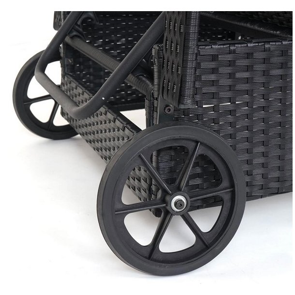 Polyrattan aluminium solseng - sort luksus solvogn og liggestol