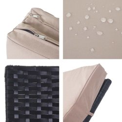 Polyrattan solseng - sort solvogn og liggestol med beige hynde